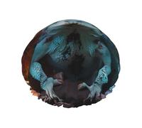 4 colorful lizards One Size Shower cap with double layer waterproof fabric, suitable for bathing and skin care