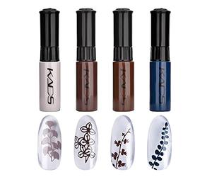4 Colors 10ml Nail Polish Set Stamping Polish Two brush heads Printed nail polish Pull line Stamping Polish Nail Pigment Nail Art Design DIY Manicure Printing Tool (19)