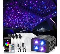 4 Colors 32W Twinkle Starlight Headliner Kit for Car Home with APP&RF Remote,RGBW 1000pcs*0.03in*13.1ft Cables Fiber Optic Star Sky Roof Lights,4 Port Engine Sound Activated Car Ceiling Star Lights