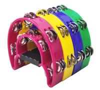 4 Colors 9" Half Moon Double Row Metal Jingles Tambourine Musical Tambourine Hand Held Set