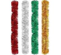 4 Colors Christmas Tinsel Garlands Shiny Metallic Tinsel for Christmas Tree Hanging Decoration, Indoor & Outdoor Party Decor (6.56Ft X 3.5Inchs)