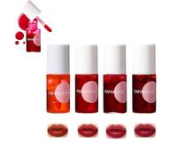 4 Colors Fruit Juice Lip Tint Set, Long Lasting Lip Gloss, Mini Liquid Water Tint, Multi-Use Lip and Cheek Tint, Moisturizing Lip Stain, Non-Sticky, Long Lasting Lip Makeup