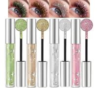 4 Colors Glitter Mascara Set - Silver, Gold, Pink & Green Sparkly Shades, Waterproof Smudge-Proof Lash Gel with Metal Wand, Curling & Shimmer Effect, Lightweight Gentle for Sensitive Eyes (4 Color)
