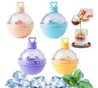 4 Colors Ice Ball Maker, Large Silicone Round Ice Cube Moulds, Easy Release Ice Ball Tray for Whiskey Cocktail Coffee Beverages and Water, Creative Gifts (4 Pack Multi-Color)