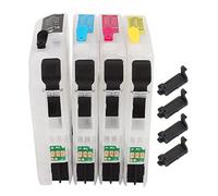 4 Colors Ink Cartridges with Permanent Chip, Printer Refill Box Replacement, Black Cyan Magenta Yellow Ink Set, Performance PP Material for Photo Printing, (LC203)