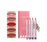4 Colors Lip Liner Pencils Set, Smooth Creamy Matte Finish Mini Lip Liners Pen Kit for Women, Brown Lip Liner Long-Lasting Wear Waterproof Lip Makeup Pack