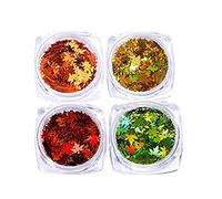 4 Colors Maple Leaf Nail Art Sequins Maple Leaf Nail Glitters Stickers Autumn Nail Sequins for Nail Art thanksgiving nail stickers