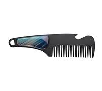 4 Colors Men Mini Beard Comb Portable Stainless Steel Mustache Comb Bottle Opener (Black Stainless Steel Peacock Blue)