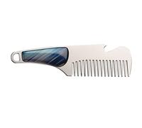 4 Colors Men Mini Beard Comb Portable Stainless Steel Mustache Comb Bottle Opener (Stainless Steel Peacock Blue)