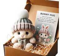 4 Colors Mini Bunny Hug Cute Easter Gift,Bunnies in Tin Box,Emotional Support Positive Crochet Bunny,Handmade Plush Pocket Hug Rabbit Doll,Cute Bunny Easter Gift Ornaments for Kids Friend (Gray)