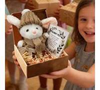 4 Colors Mini Bunny Hug Cute Easter Gift, Bunny Hug in a Box, Emotional Positive Crochet Bunnys, Cute Easter Gift, Pocket Stuffing-Bunnies Animal Stress Relief Doll for Kids Family Friend