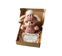 4 Colors Mini Bunny Hug Cute Easter Gift, Mini Bunny Hug Cute Easter Gift, Emotional Support Positive Crochet Bunny, Handmade Plush Pocket Hug Rabbit Doll for Kids Family Friend (B)