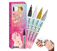 4 Colors nails-art Pens Set, nails-art Markers Polish Pen For 3D,4 Pieces Long Lasting Colorful Fine Tips Nails Tools,for Manicure Decorating Lining Tracing Drawing Home