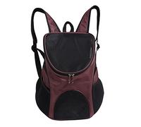 4 Colors Outdoor Pet Shoulder Bag, Dog Puppy Travel Carrier, Ventilated Mesh Double Shoulder Bag with Two Zippers, Durable Nylon Polyester Material for Small Cats Dogs Up to 2.5kg (Coffee)