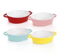 4 Colors Oval Ceramic Individual Pie Dishes,6In Small Pie Dishes Lasagne Dish Baking Dishes for Oven Creme Brulee Ramekins Souffle Dish for Lasagne,Pie,Oatmeal Porridge,Pumpkin Soup Dishwasher Safe