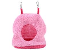 4 Colors Parrot Nest, Berber Fleece Warm Plush Hammock, Hanging Swing Bed Cave for Pet Bird, Soft and Comfortable with 2 Metal Hooks for Wall or Ceiling, Rose Red Pink Dark Brown R (Pink)
