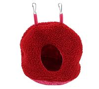 4 Colors Parrot Nest Berber Fleece Warm Plush Hammock, Hanging Swing Bed Cave for Pet Bird with Metal Hooks, Cozy Winter Sleeping Nest for Small Parrots (Red)