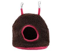 4 Colors Parrot Nest Berber Fleece Warm Plush Hammock, Hanging Swing Bed Cave for Pet Bird with Metal Hooks, Cozy Winter Sleeping Nest for Small Parrots (Dark Brown)