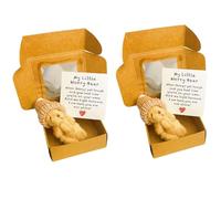 4 Colors Pocket Bear Hug in A Box, Little Bears in A Box, Pocket Bears, Emotional Support Crochet Bearss, Mini Plush Bear with Inspirational Card Sympathy Gift, Gifts for Friends Family (brown*2)