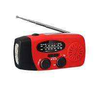 4 Colors Wind Up Radio, Emergency Hand Crank Windup Radios and Torch, Hand Crank Radio with (Am/Fm/Wb), USB/Solar/Hand-Crank Charging, Reading Lamp and SOS Alarm for Outdoor Camping Hiking (red)