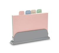 4 Colour Coded Chopping Board, Breakfast Board with Stand, Reversible Chopping Board with Stock, BPA-Free, for Meat, Delicatesses, Vegetables and Fruit, Bread