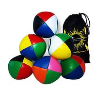 4 Colour Leather Juggling Balls + Bag Set of 3 - Pro Juggling Balls for all abilities! *Price is for one set of 3 juggling balls* (White/Yellow/Black/Green)