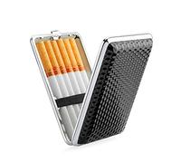 4 colour PU leather cigarette case small men's cigarette case women's cigarette case black silver red blue cigarette box cigarette box metal for 14 cigarettes with gift box (black)
