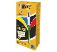 4 Colours Fluo Assorted Ballpoint Pen (12 pcs) Bic Top Quality