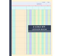 4 Column Ledger Book: Colorful Accounting & Bookkeeping Notebook |Columnar Analysis Account Pad for Small Businesses | 8.5 x 11 Inches, 80 Pages