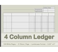4 Column Ledger Book : Large Blank Columnar Accounting Notebook for Business and Personal Finance Bookkeeping and Analysis Use: For Recording, ... Pages | Landscape 8.25'' x 6 '' | Slate Grey