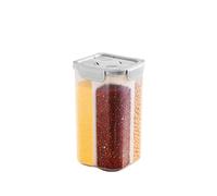 4-Compartment Airtight Food Storage Container - 9.06×5.51×5.51 inch Large Capacity, Transparent Kitchen Pantry Organizer for Grains, Rice, Beans (5.73 lb Total, 1.43 lb Per Compartment) (Gray-2)