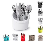 4 Compartment Cutlery Drainer Caddy | High Grade Plastic Utensil Holder for Kitchen | Cleaning Tools Organizer for Home & Kitchen (White-D3)