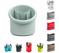 4 Compartment Cutlery Drainer Caddy | High Grade Plastic Utensil Holder for Kitchen | Cleaning Tools Organizer for Home & Kitchen (Mint Green - D3)