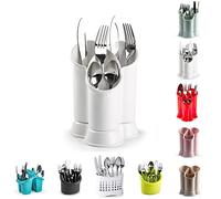 4 Compartment Cutlery Drainer Caddy | High Grade Plastic Utensil Holder for Kitchen | Cleaning Tools Organizer for Home & Kitchen (White - D2)