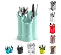 4 Compartment Cutlery Drainer Caddy | High Grade Plastic Utensil Holder for Kitchen | Cleaning Tools Organizer for Home & Kitchen (Mint Green - D2)