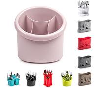 4 Compartment Cutlery Drainer Caddy | High Grade Plastic Utensil Holder for Kitchen | Cleaning Tools Organizer for Home & Kitchen (Pink - D3)