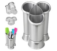 4 Compartment Cutlery Drainer Caddy | High Grade Plastic Utensil Holder for Kitchen | Cleaning Tools Organizer for Home & Kitchen (Silver - D2)