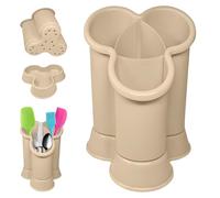 4 Compartment Cutlery Drainer Caddy | High Grade Plastic Utensil Holder for Kitchen | Cleaning Tools Organizer for Home & Kitchen (Taupe - D2)