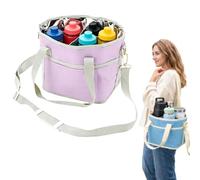 4 Compartment Drink Bag, Insulated Drink Caddy Carrier Bag, Multiple Tumbler Cup Carrier with Adjustable Strap, Family Size Insulated Drinks Holder For Outdoor Hiking Walking Sports (Purple)