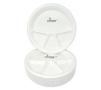 4 Compartment Food Trays Sugarcane Plates - 50 Pack - 11 inch, Extra Strength Bagasse Plate, Eco-Friendly Biodegradable and Compostable Perfect for Picnics BBQs and Parties