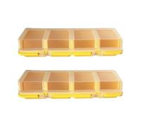 4 Compartment Screw Organizer Case 2 Pack, Hardware Box with See Through Cover for Garage Drawer Storage Use Small Component Organizer Fastener Case Hardware Sorter Drawer Parts Tray Workshop Box