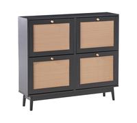 4 Compartment Shoe Storage Cabinet Black ARMIDALE