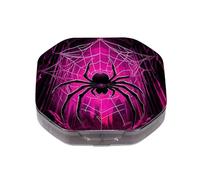 4 Compartment Small Pill Box, Purple Spider Watertight Durable Travel Pill Organizer Daily Portable Vitamin Fish Oil Supplements Medicine Holder