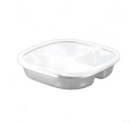 4 Compartment Stainless Steel Lunch Box with Divided Plate and Leak Resistant Lids, Designed for Easy Cleaning and Food Separation at Work or School (3 Compartments)