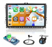 4 Core 4G+64G Car Radio Stereo for Volkswagen VW Seat Passat Jetta Tiguan Golf MK5 MK6 T5 EOS Polo, CarPlay Android Auto, 5GWiFi GPS, 9 inch Touchscreen Stereo, Bluetooth SWC Backup Camera FM RDS EQ