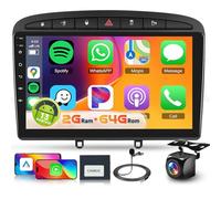 4 Core+64G Car Radio for Peugeot 308 2007-2015 with DSP Wireless Carpaly Android Auto,Hodozzy 9" HD Touch Screen Car Stereo Android Head Unit with GPS WiFi Bluetooth FM/RDS SWC Backup Camera