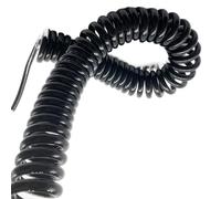 4 Core Coiled Spiral Power Cord, 15AWG/1.5mm², Telescopic Elastic Spring Wire, Oil Resistant Pure Copper, Black, 1pcs(8 meters)