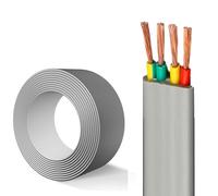 4-Core Flat Flexible Cable TVVB, 18-14 AWG, Pure Copper Conductor, PVC Insulated For Sliding Doors, Retractable Gates, And Automation Systems(65ft,0.75mm2-4c)