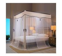 4 Corner Post Bed Canopy Mosquito Net, Summer Bedroom Bed Curtain With Iron Bracket And Dust Top, 120/150/180/200/220CM (Color : White B, Size : 180X200cm/71X79in)