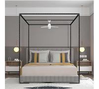 4 Corner Post Metal Canopy Bed Frame - Simple Adjustable Frame Poles in Stainless Steel for Bedroom Decoration, Black, Full